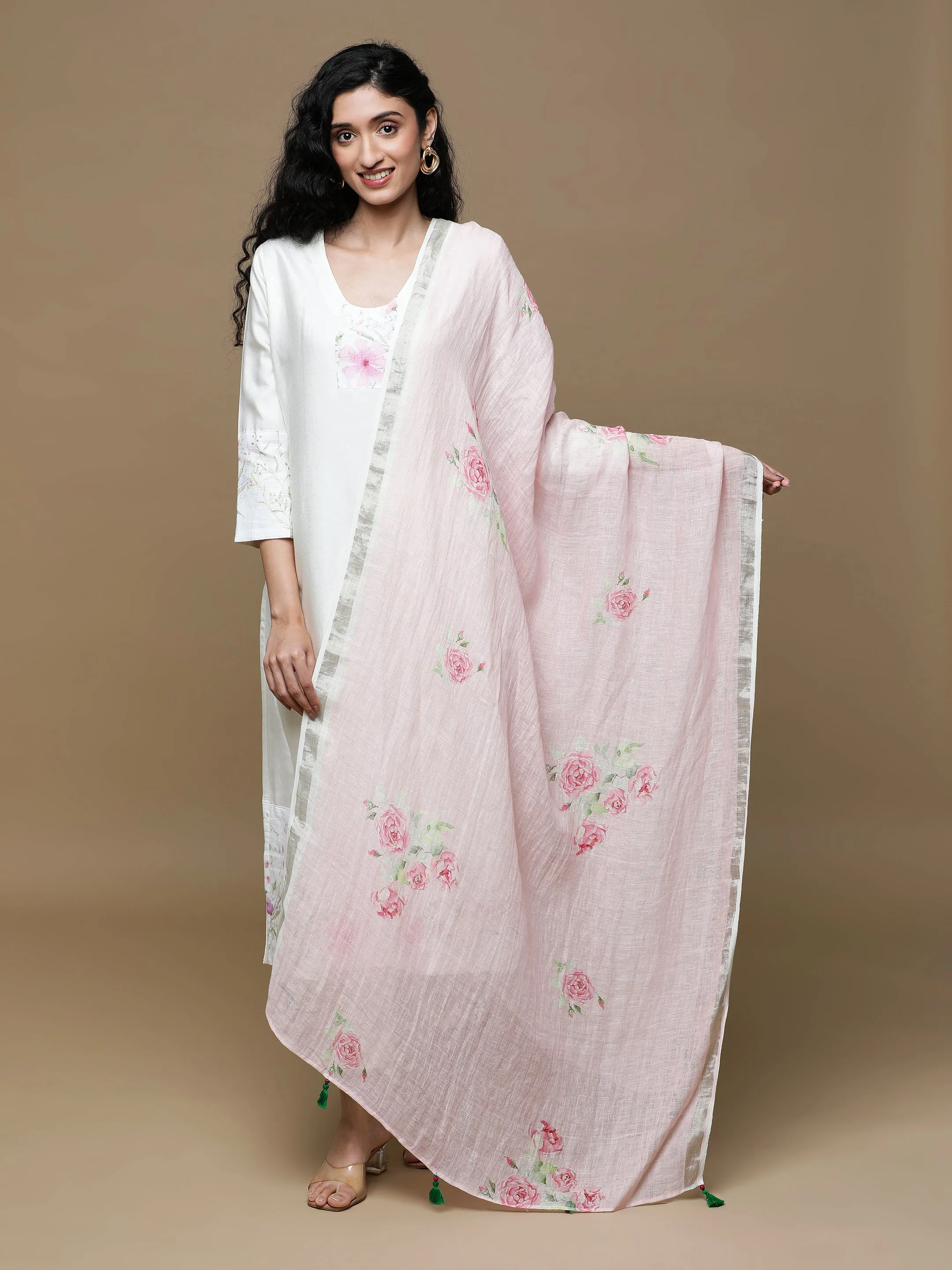 Kavya Linen Blush Pink Dupatta