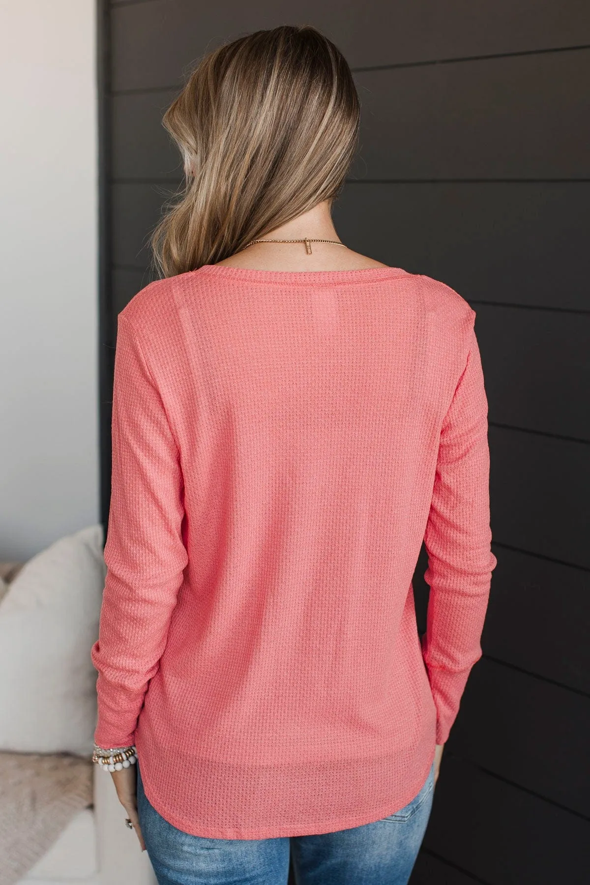 Know The Ropes V-Neck Top- Coral