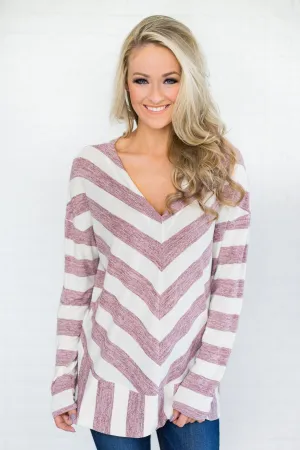 Kori Long Sleeve Striped V-Neck