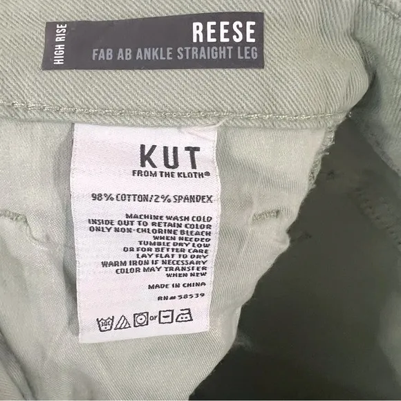 Kut from the Kloth NWT High Rise Reese Fab AB Ankle Straight Leg Jeans Size 14