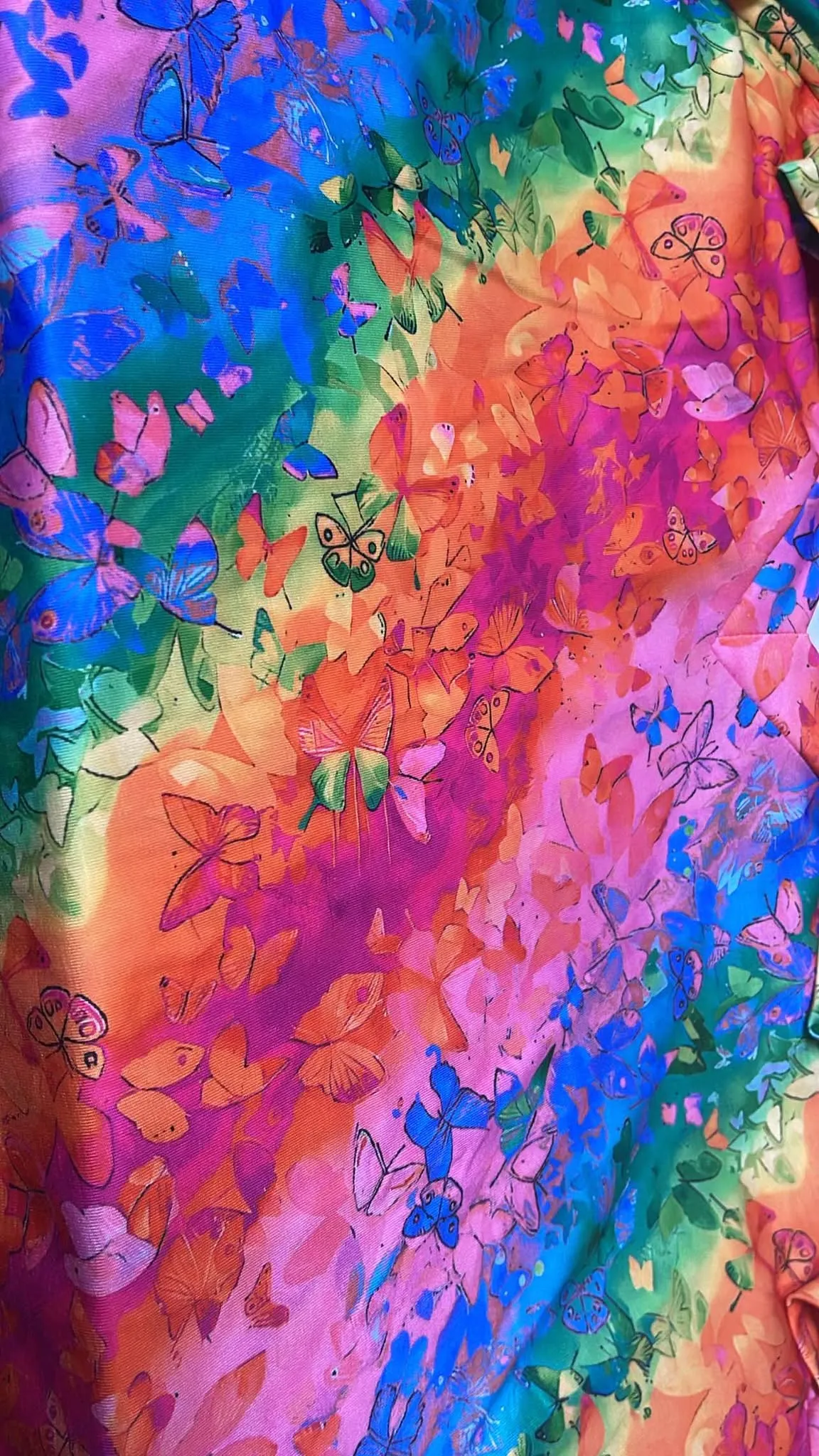 L, 3X : Colorful Butterfly print top