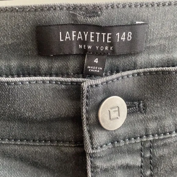 Lafayette 148 Charcoal Gray Straight Leg Jeans