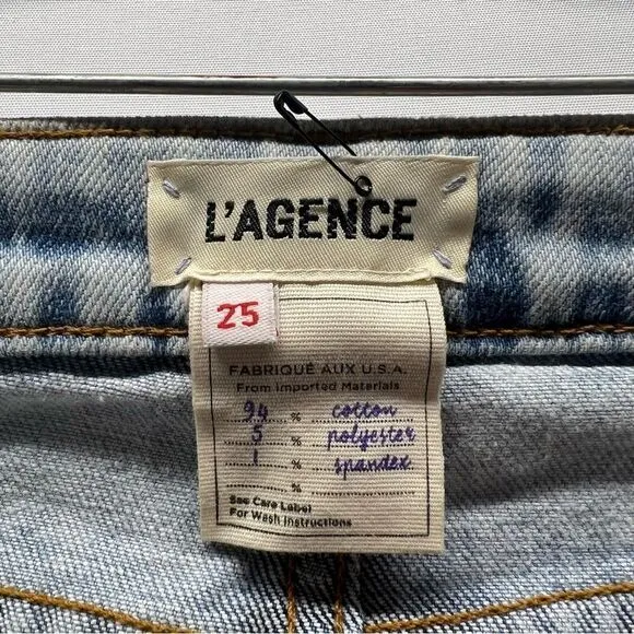 L'AGENCE Womens Margot High Rise Raw Hem Jeans Celestial Blue Acid Wash 25