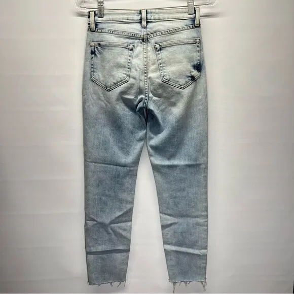 L'AGENCE Womens Margot High Rise Raw Hem Jeans Celestial Blue Acid Wash 25