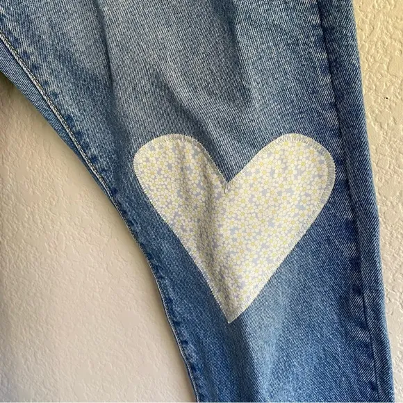 Levi’s 501 105 Straight Jean Heart Patch Denim Jeans