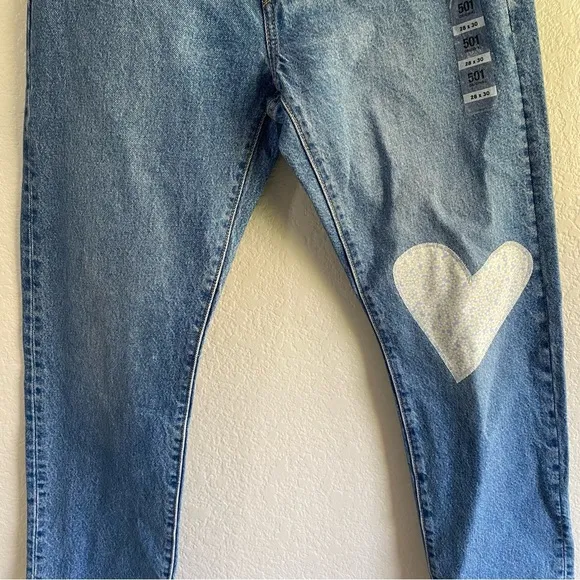 Levi’s 501 105 Straight Jean Heart Patch Denim Jeans