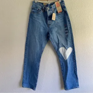 Levi’s 501 105 Straight Jean Heart Patch Denim Jeans