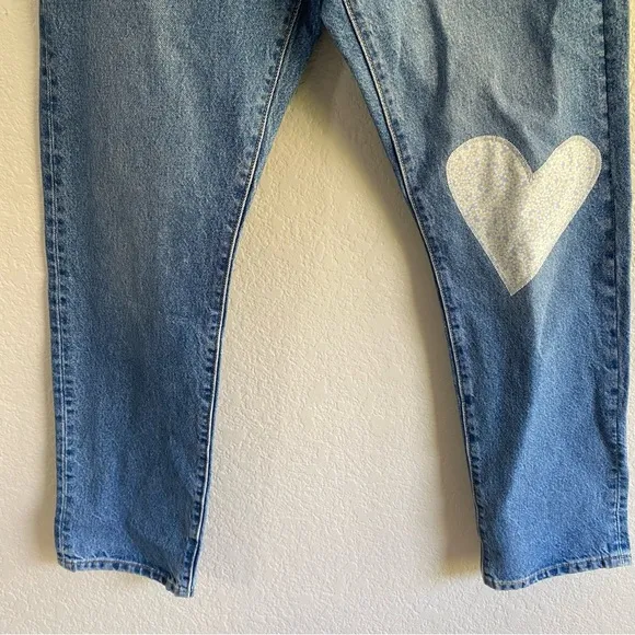 Levi’s 501 105 Straight Jean Heart Patch Denim Jeans