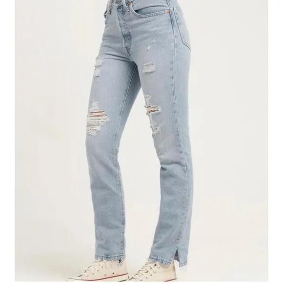 Levi's 501 Original straight PremiumJeans side split Straight 32 Revolve