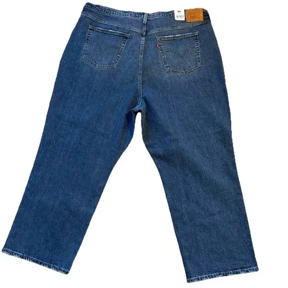 Levi's® Ribcage Straight Ankle Jeans High Rise Dark Wash Denim Button Fly 22 NEW
