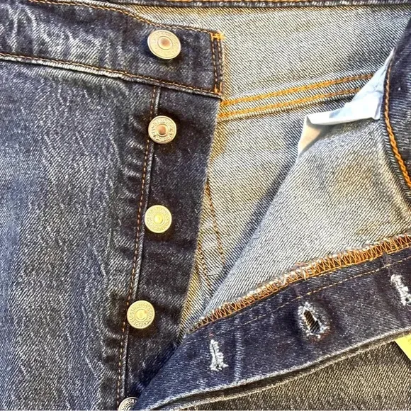 Levi's® Ribcage Straight Ankle Jeans High Rise Dark Wash Denim Button Fly 22 NEW