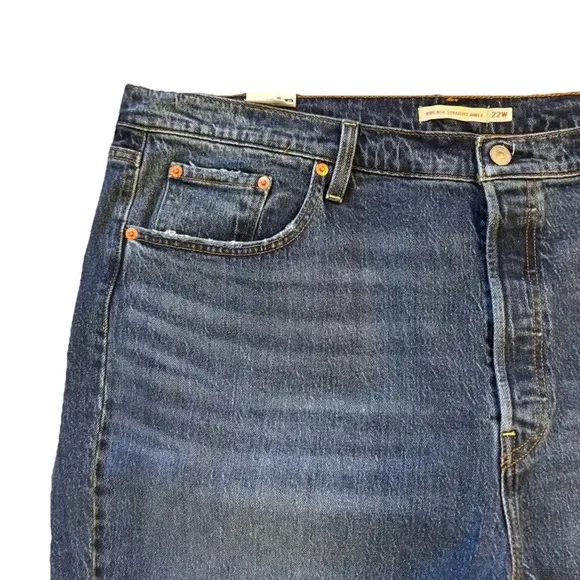 Levi's® Ribcage Straight Ankle Jeans High Rise Dark Wash Denim Button Fly 22 NEW