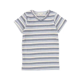 Lil Legs Ribbed V-Tee - Blue Stripe