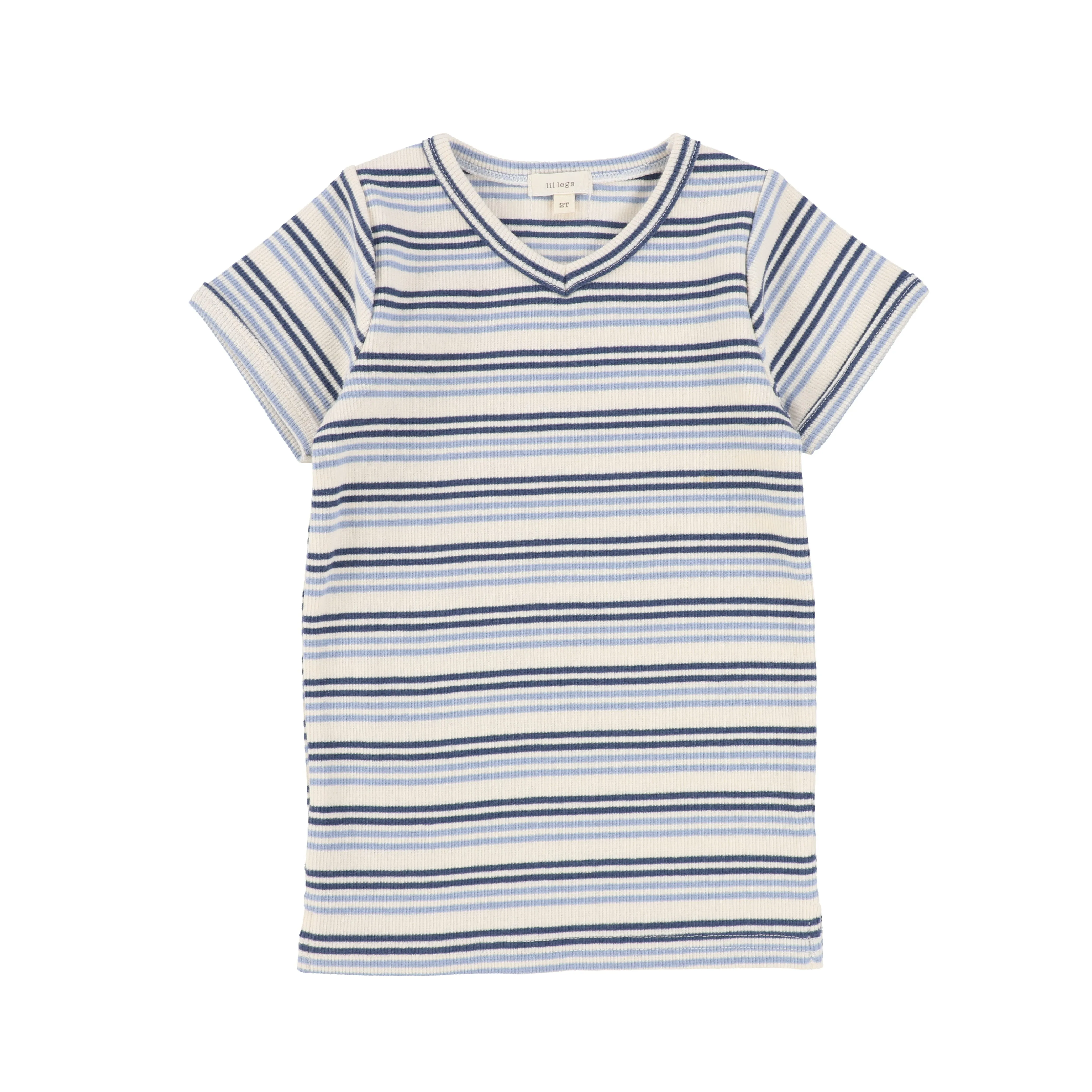 Lil Legs Ribbed V-Tee - Blue Stripe