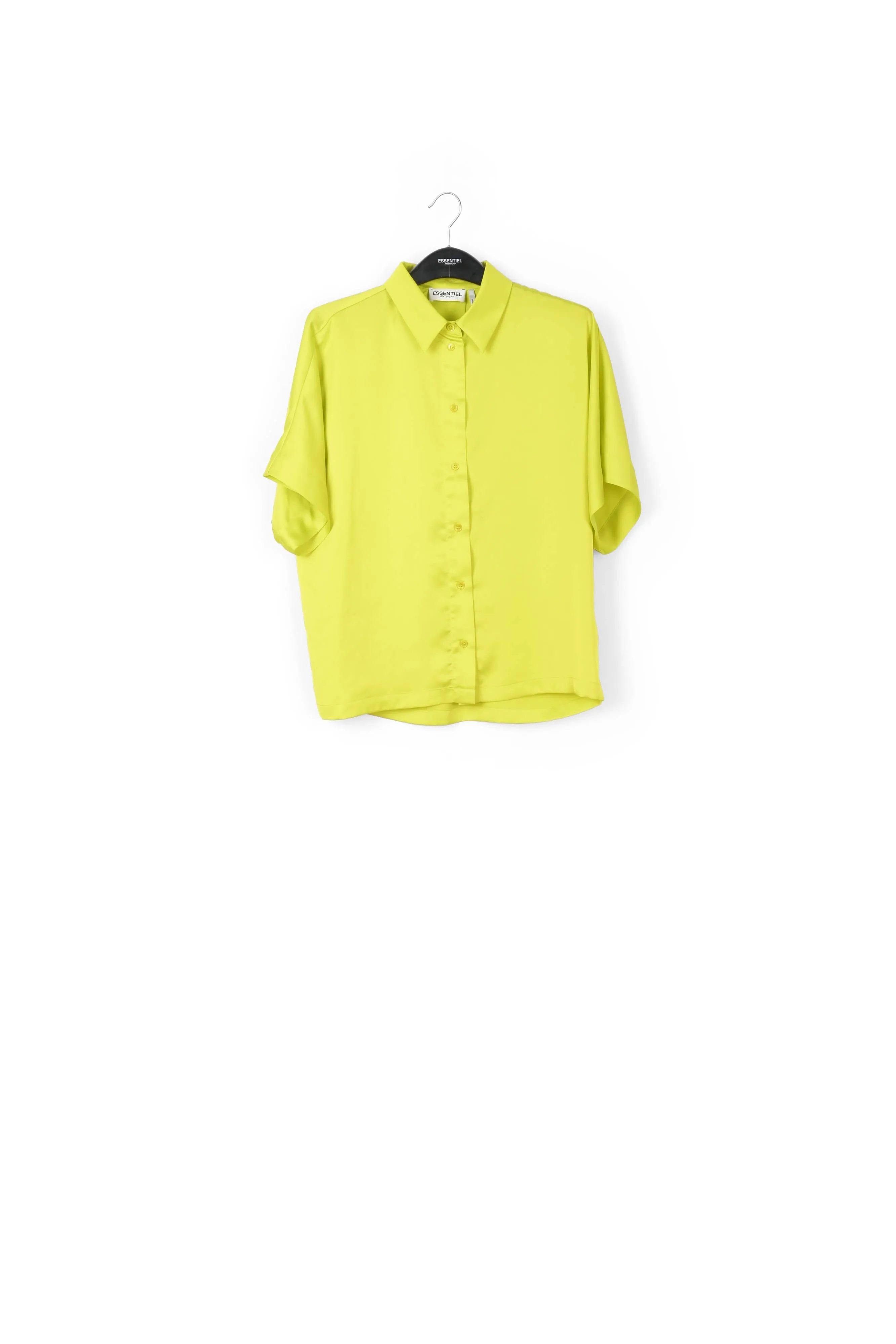 Lime green abstract-printed satin shirt