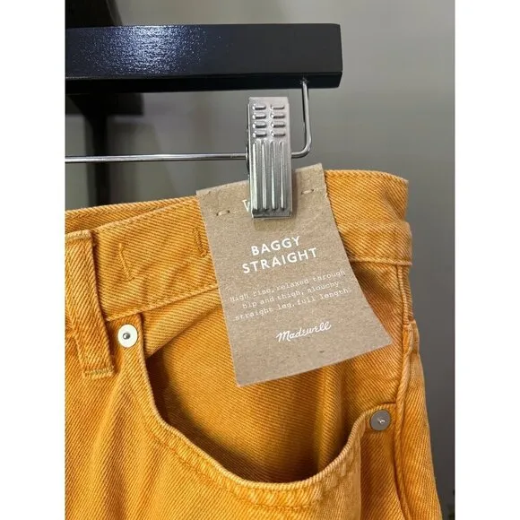 Madewell Baggy Straight Jeans Garment-Dyed Edition Ochre Fresco Womens Size 28