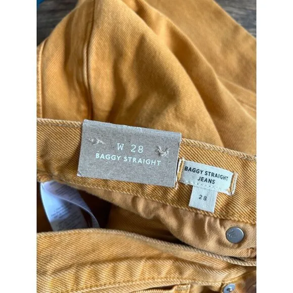 Madewell Baggy Straight Jeans Garment-Dyed Edition Ochre Fresco Womens Size 28