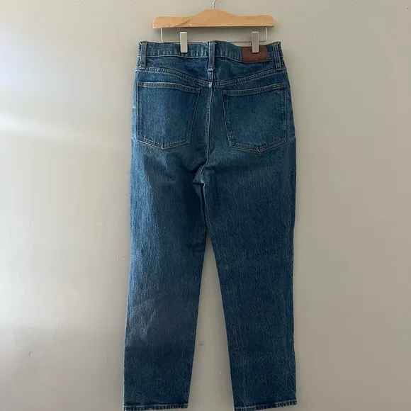 Madewell Classic Straight Jean Tapered Mom Stretch Denim Jeans medium blue 28