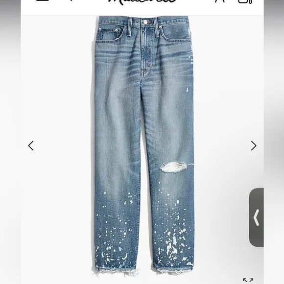 Madewell dad jeans Bleached splatter Edition straight leg loose fit 28