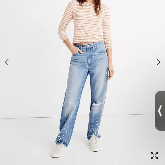 Madewell dad jeans Bleached splatter Edition straight leg loose fit 28