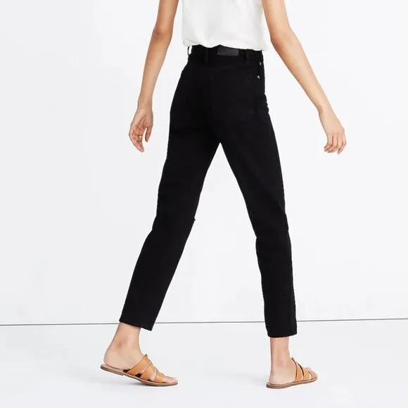 Madewell The Petite Perfect Vintage Jean in Stone Black Knee-Slit Edition