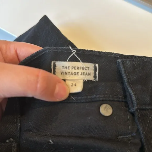 Madewell The Petite Perfect Vintage Jean in Stone Black Knee-Slit Edition
