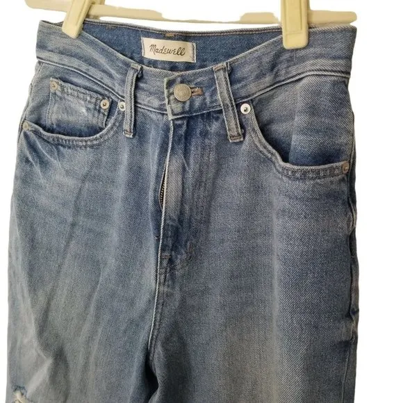 Madewell Womens 26 Blue Medium Wash Denim Distress