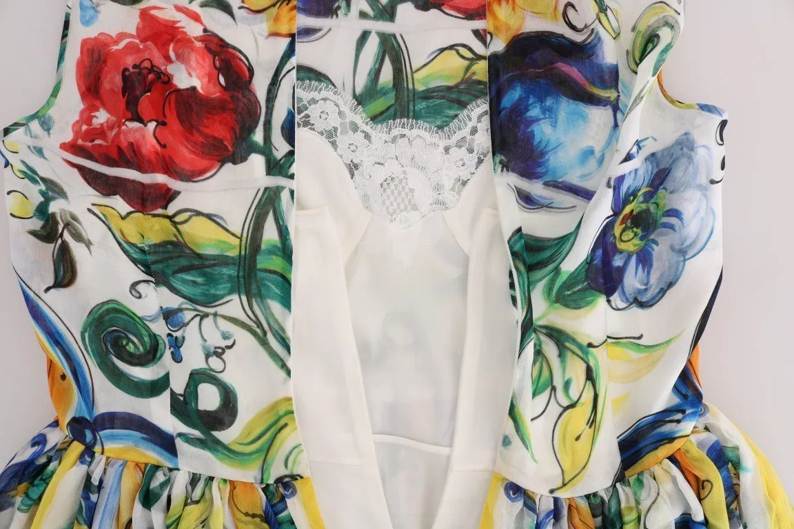 Majolica Print Silk A-line Maxi Dress