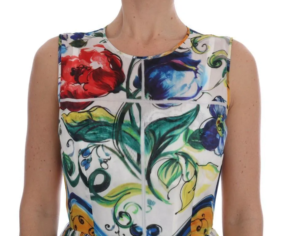 Majolica Print Silk A-line Maxi Dress