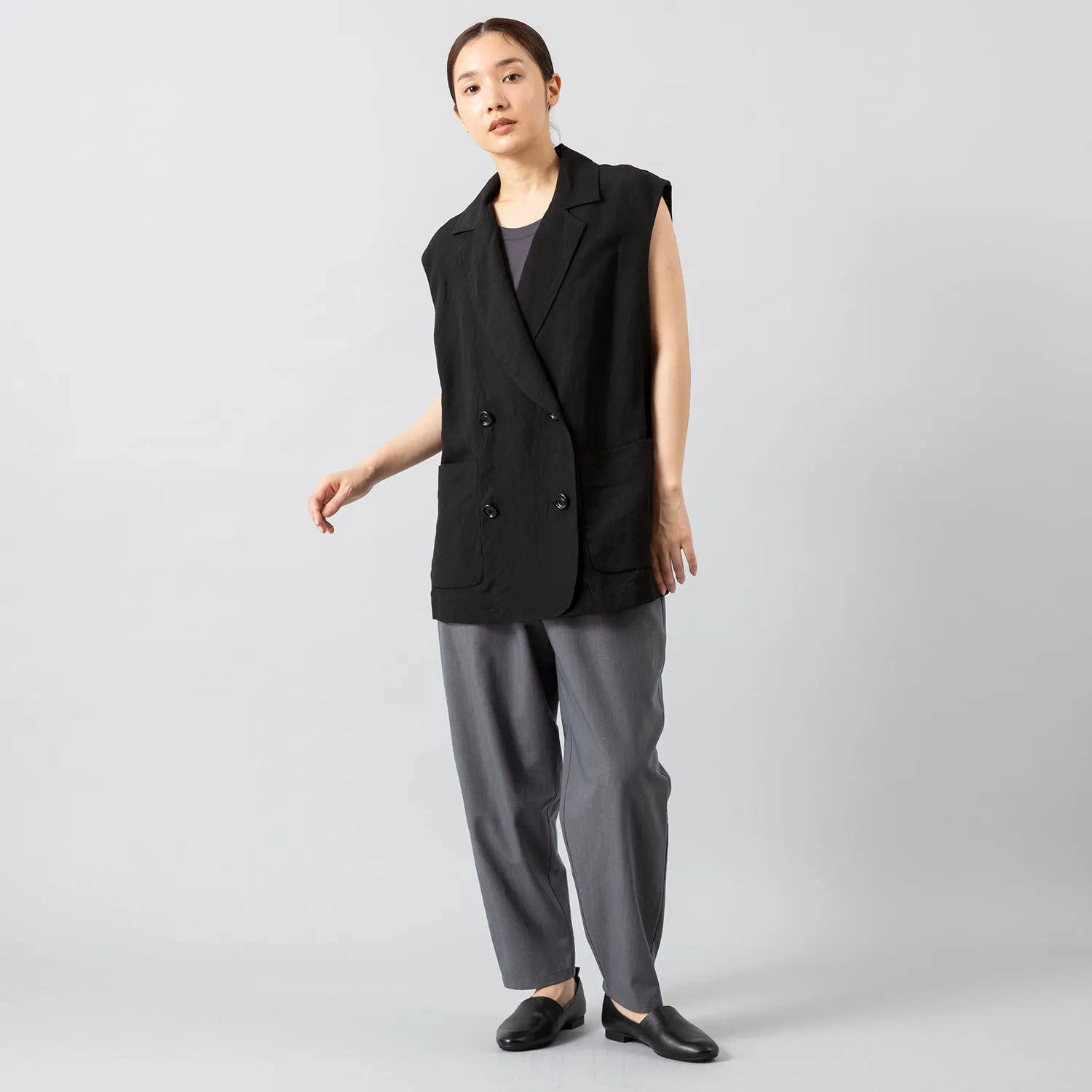 MANON | マノン　RAYON LINEN NO SLEEVE JKT