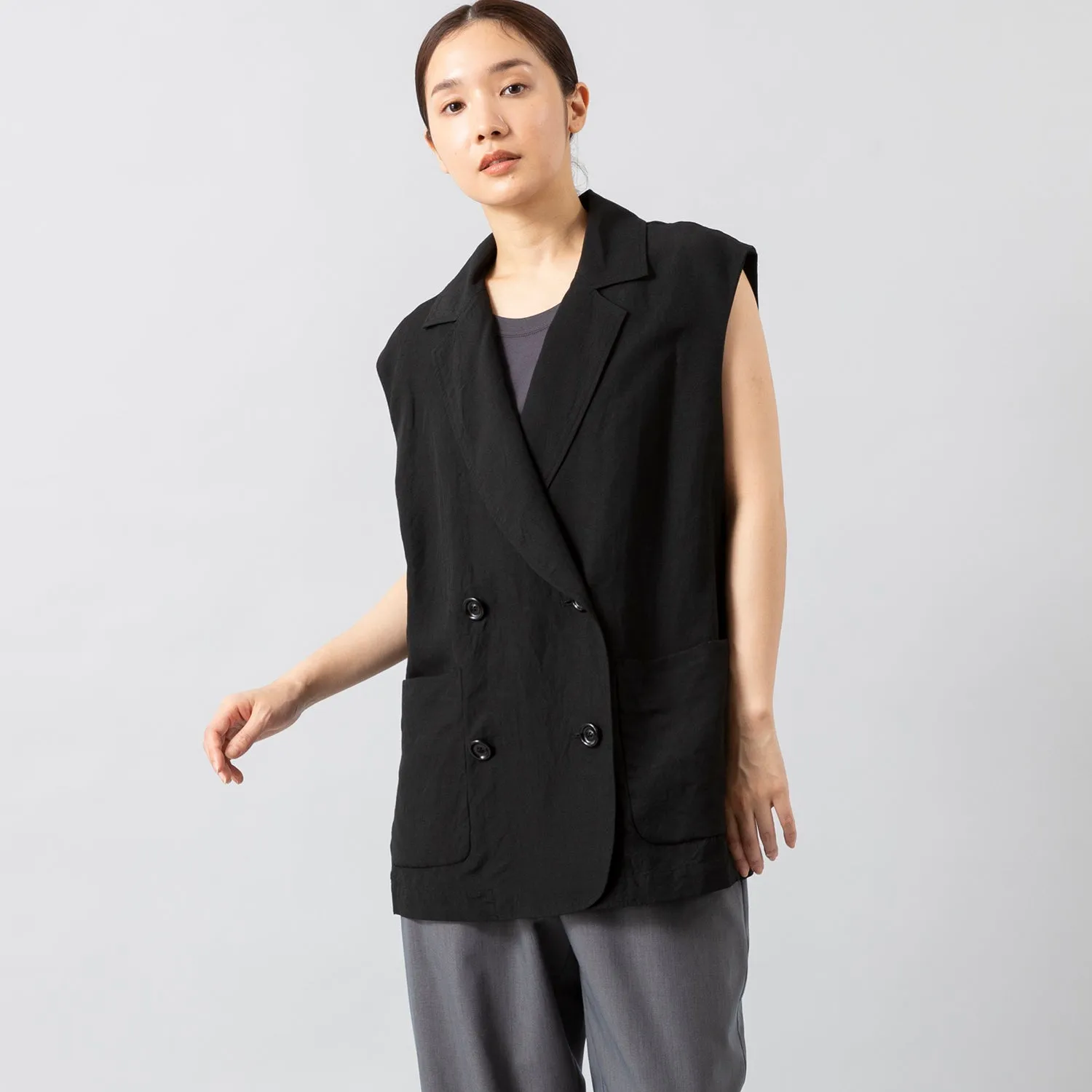 MANON | マノン　RAYON LINEN NO SLEEVE JKT