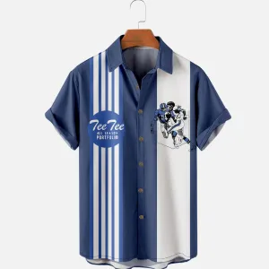 Men's All Season Portfolid Nostalgia Blue Short Sleeve Shirt