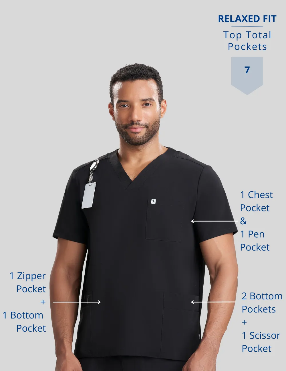 Mens Utility Scrub Top - Royal Blue