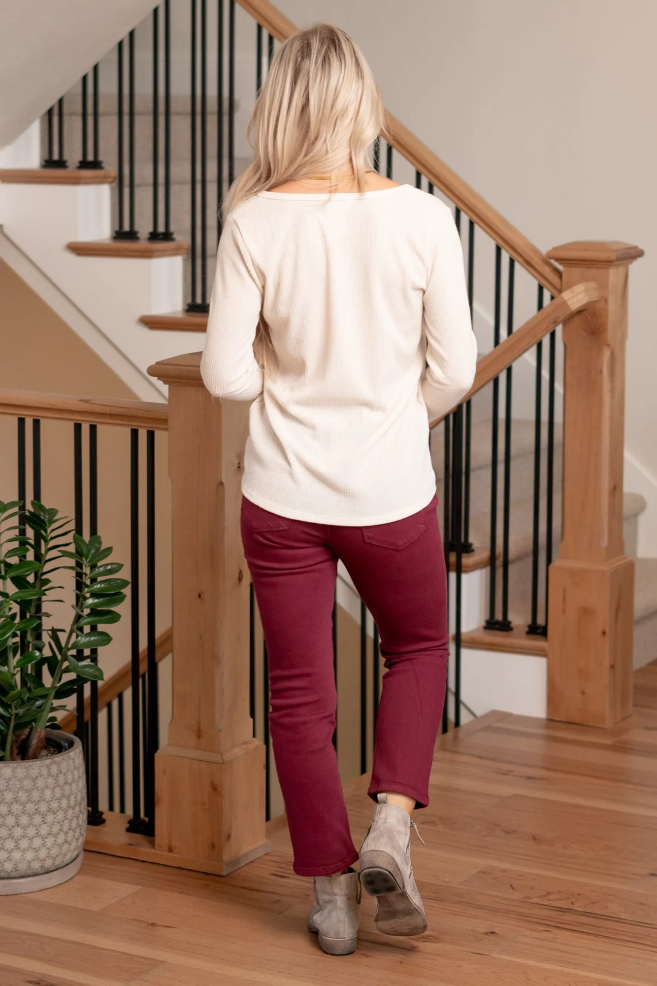 Mire Rib Knit Button Down - Cream