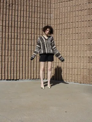 Mixed Media V-Neck Knit