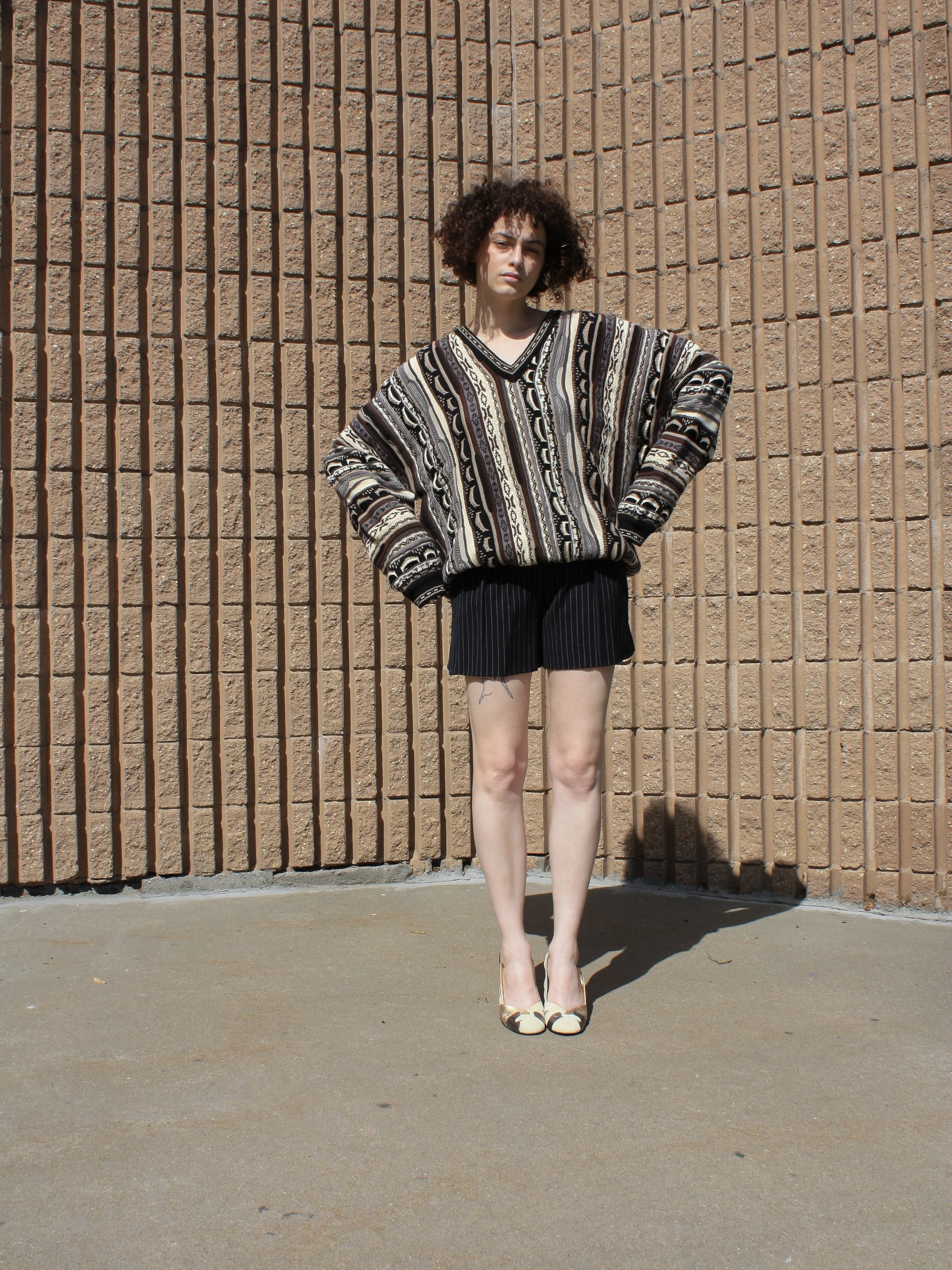 Mixed Media V-Neck Knit