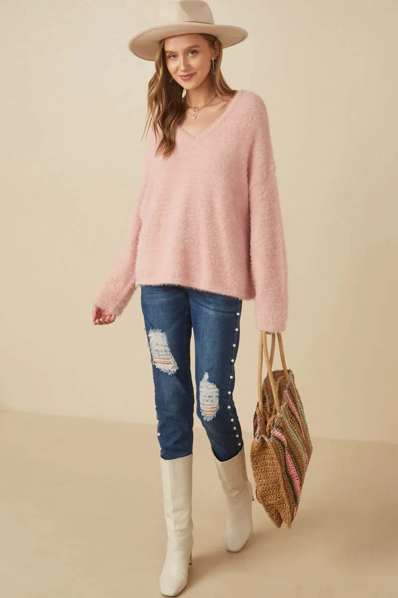 Mohair V Neck Sweater Top