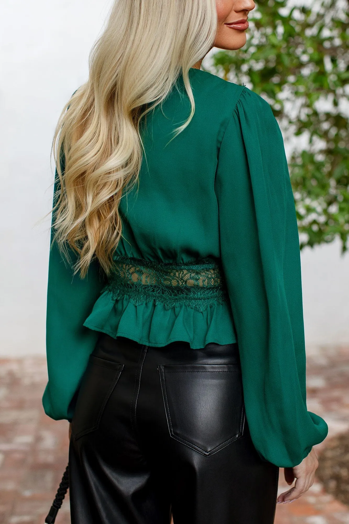 Momo Hunter Green Tie Front Crop Top