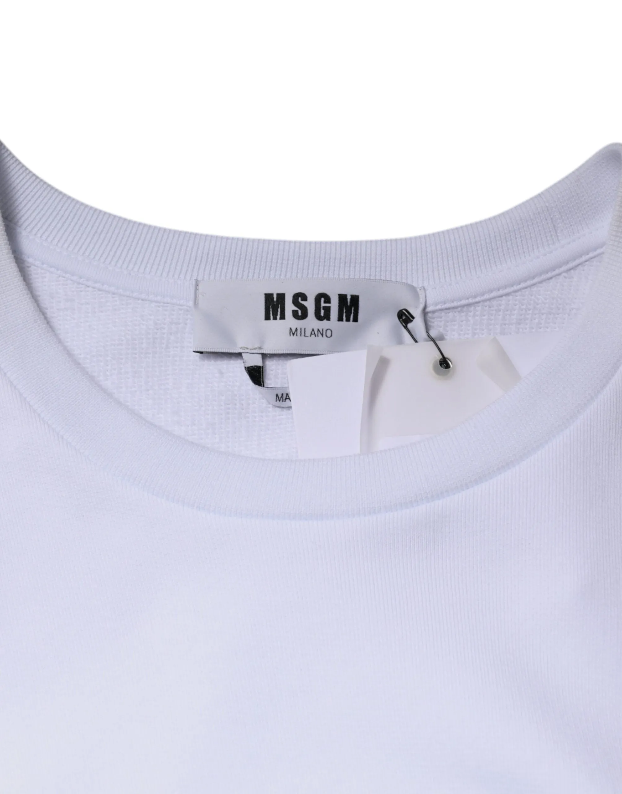 MSGM Women White Dress 100% Cotton Solid Long Sleeves Mini Bodycon Size IT 40 S