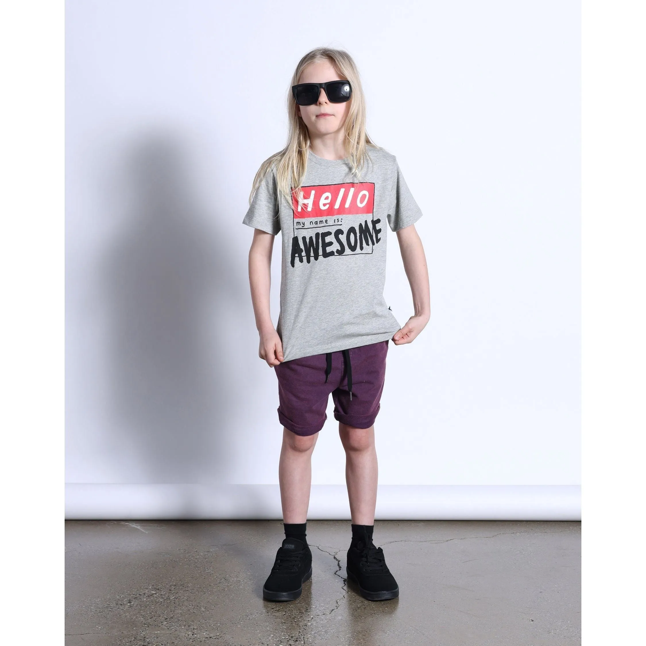 My Name Is Awesome Tee- Grey Marle