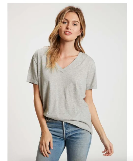 Nation LTD Classic V Pima Tee | White | Heather Grey