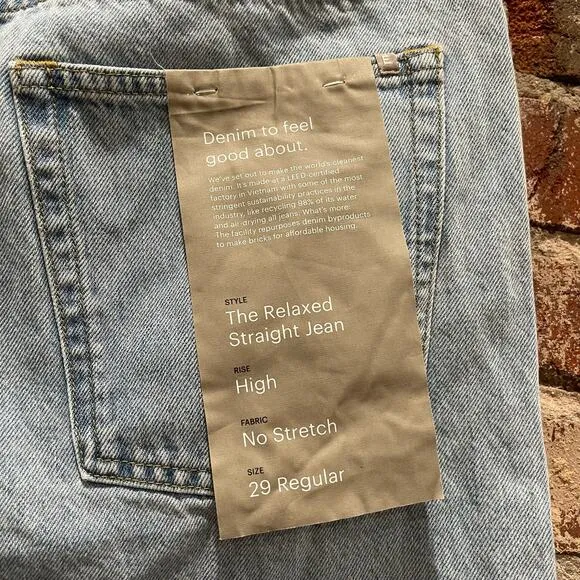 NEW Everlane The Relaxed Straight Fit Jeans in Vintage Sky Blue Size 29