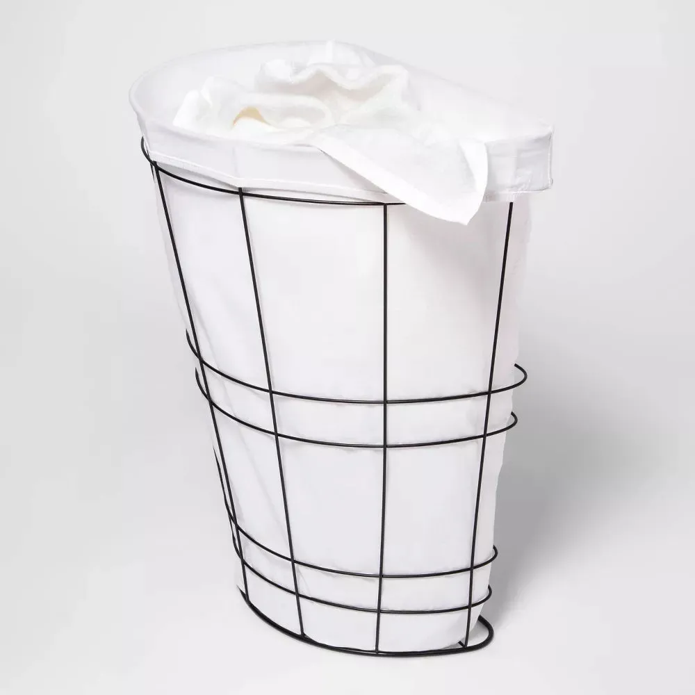 New Metal Wire hamper Basket with Fabric - Room Essentials