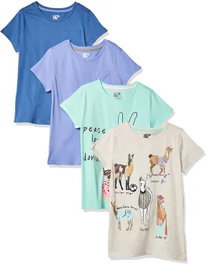 New Spotted Zebra Girl's Kids 4-Pack Short-Sleeve T-Shirts, Sz M (8)