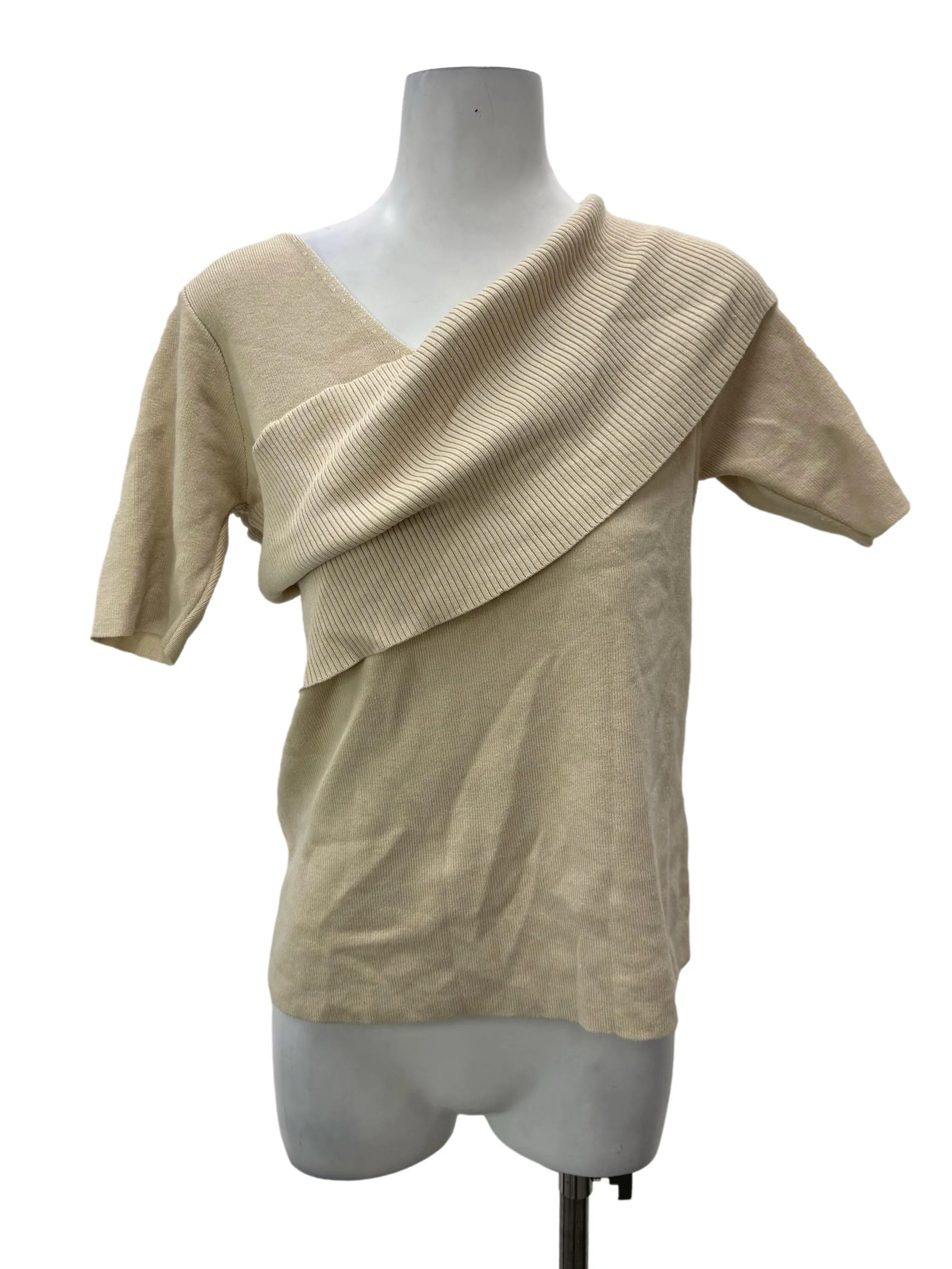 Nude Knitted Wrap Shoulder Top