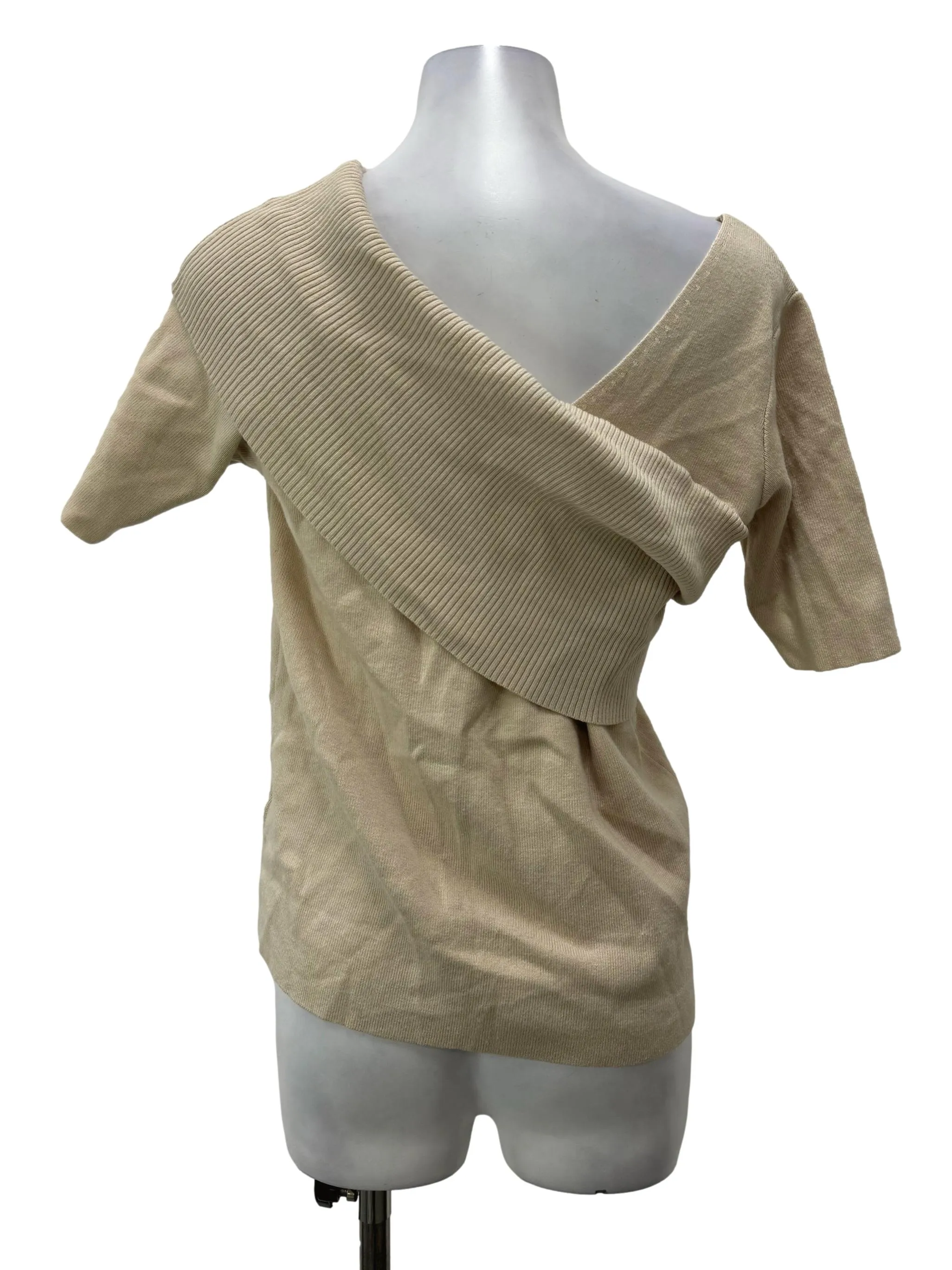 Nude Knitted Wrap Shoulder Top