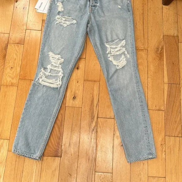 NWT GRLFRND Karolina High Rise Straight Skinny Leg Cotton Distress Jeans Size 27