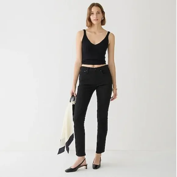 NWT J. Crew 9&quot; Vintage Slim Straight Jeans 29 8 Black High Rise J.Crew BB767