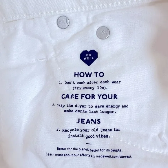 NWT Madewell The Perfect Vintage Jean White Size 32