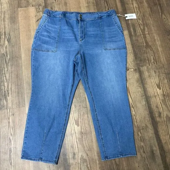 NWT Matilda Jane Good Hart Jeans Womens XXL 2XL Blue High Waist Straight Leg